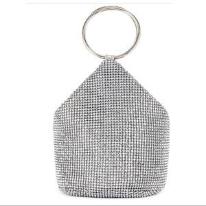 Olga Berg Ellie Crystal Mesh Ring Handle Bag